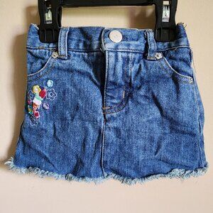 Wonder Kids Baby Girls Denim Jean Raw Hem Skirt Embroidered Icecream Size 12M